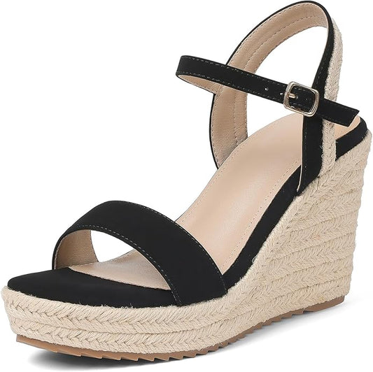 mikarka Women's Espadrille Wedge Sandals: Ankle Strap Platform Open Toe Wedges - Stylish High Heel Dressy Summer Wedges for Women, Inspired by Espadrilles