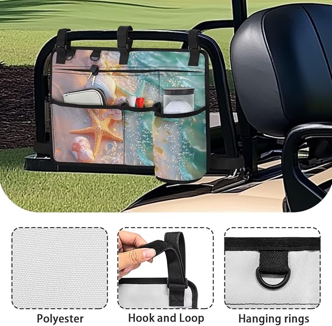 Fashion Golf Cart Rear Seat Organizer Lightweight Storage Bag Accessories for Club Car, Wheelchair and Walker
