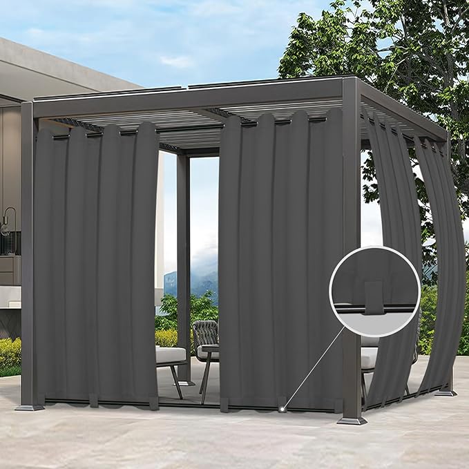 Easy-Going Outdoor Curtains for Patio 6 Panels, 54x84 inch, Weatherproof by Easy-Going