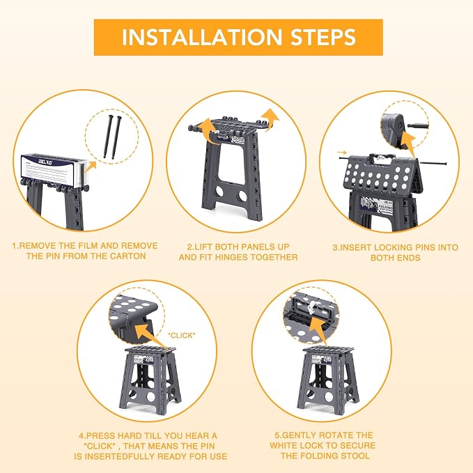 Delxo 16 Inch Folding Step Stool, Foldable Step Stool - Image 6