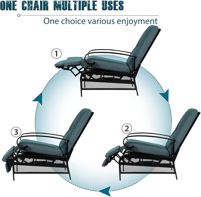 SUNCROWN Outdoor Recliner Chair Patio Adjustable Recliner Chair and Side Bistro - Image 5