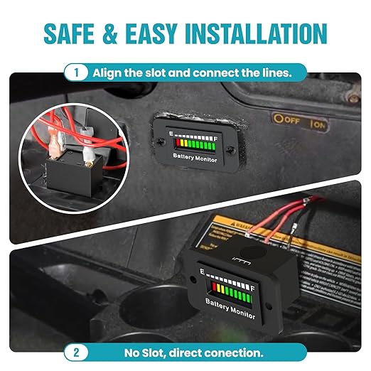 12V 24V 36V 48V 60V 72V Battery Monitor Meter, Waterproof LED Battery Capacity Voltage Indicator Acid&Lithium Battery Gauge Meter for Golf Cart EZGO Club CAR and Most Cars
