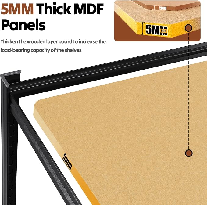 71.2" H Storage Shelves, 5 Tier Adjustable Wood Garage Shelving, Utility Tall - Image 4