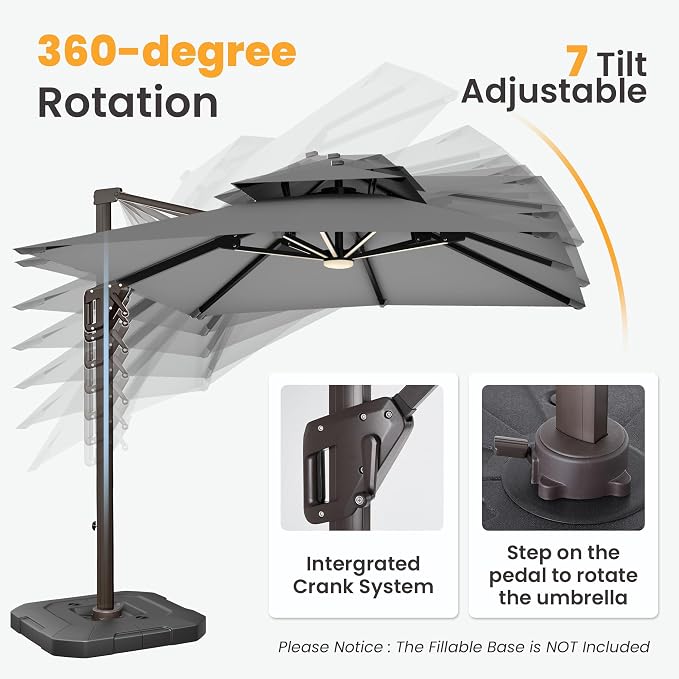9x12 FT Outdoor Cantilever Patio Umbrella - Image 6
