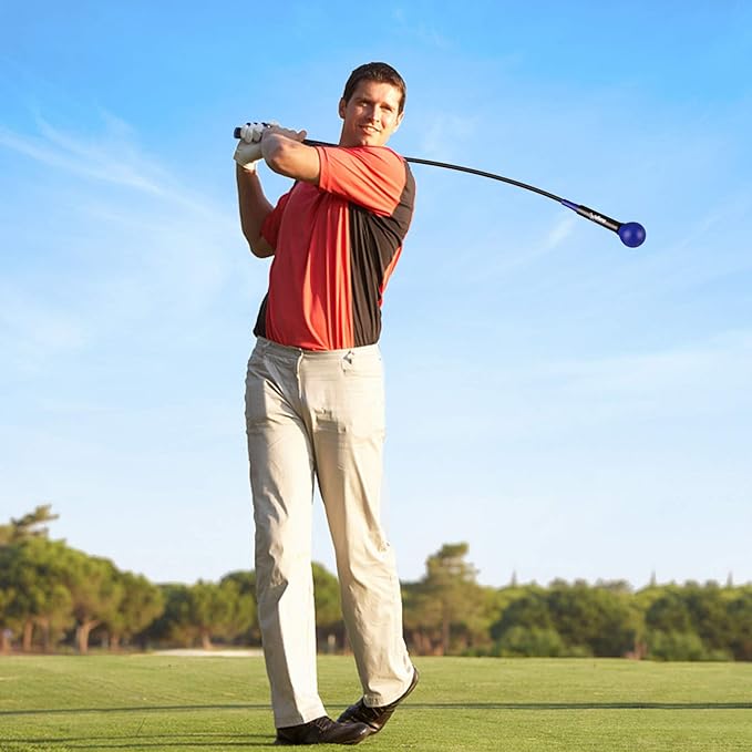 Golf Swing Trainer Aid 48"/40" Warm-Up Stick for Strength Flexibility Tempo Training Golf Practice Aid with Weighted Head Swing Corrector for Men Women