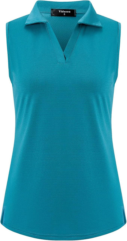 Womens Sleeveless Golf Polo Shirts Lightweight Tennis Sport Tops