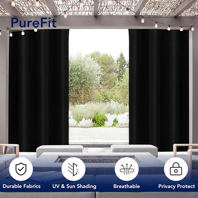 PureFit Outdoor Curtains for Patio Waterproof Weatherproof Outside Curtains | - Image 3