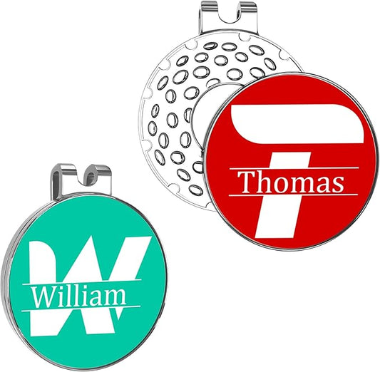 2PCS Custom Golf Ball Marker with Magnetic Hat Clip, 1" Diameter Monogrammed Personalized Golf Ball Markers with Text Quotes Name, Golf Accessories Gift for Men & Women Golf Markers