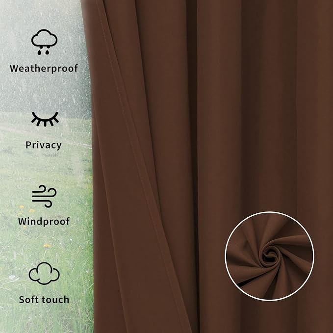 Easy-Going Outdoor Curtains for Patio 1 Panel, 150x108 inch, Weatherproof - Image 6