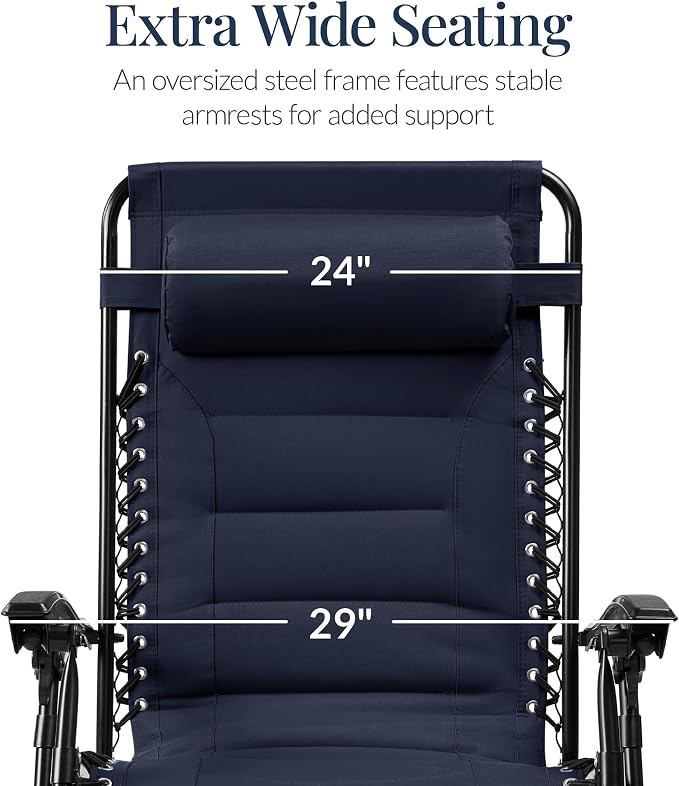 Best Choice Products Oversized Padded Zero Gravity Chair, Folding Outdoor Patio - Image 3