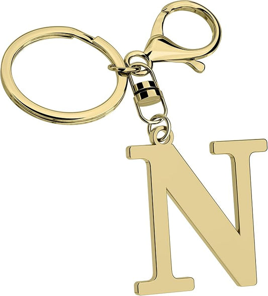 Stainless Steel Gold Letter A-Z Keychain for Women Men, Initial Letter Pendant with Key Ring, Charms for Key Backpack Bag