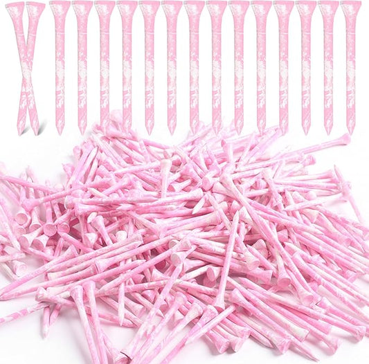 Amy Sport Golf Tees Styllish Bamboo Wooden Coloured Painted Bulk 200 Pack 1 1/2 3 1/4 2 3/4 Inch Tee, Enhanced Visibility Color Purple Pink Green Blue, Practice for Men Women