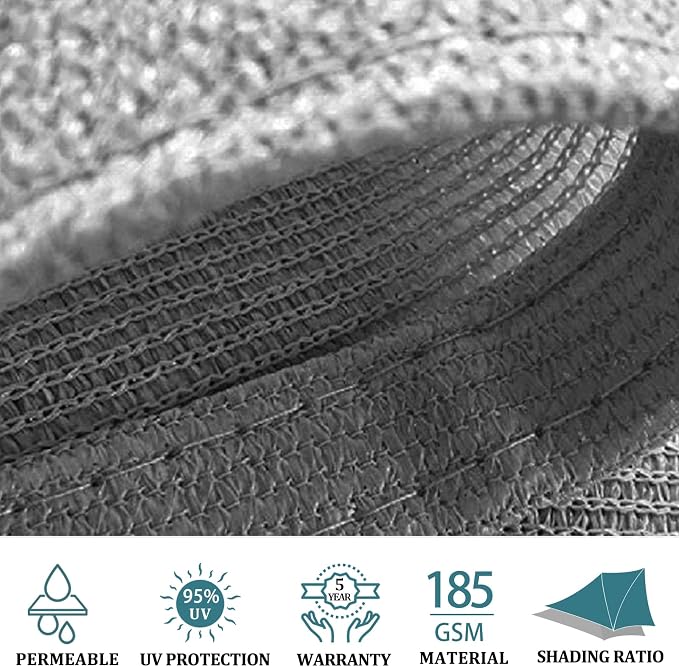 Shade&Beyond Rectangle Sun Shade Sail 12'X12' Permeable Canopy Light Grey - Image 5