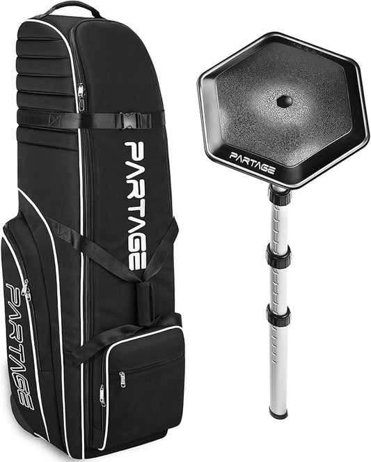 Partage Golf Travel Bag with Wheels, Golf Travel Case for Airlines, 900D Heavy Duty Oxford -Black