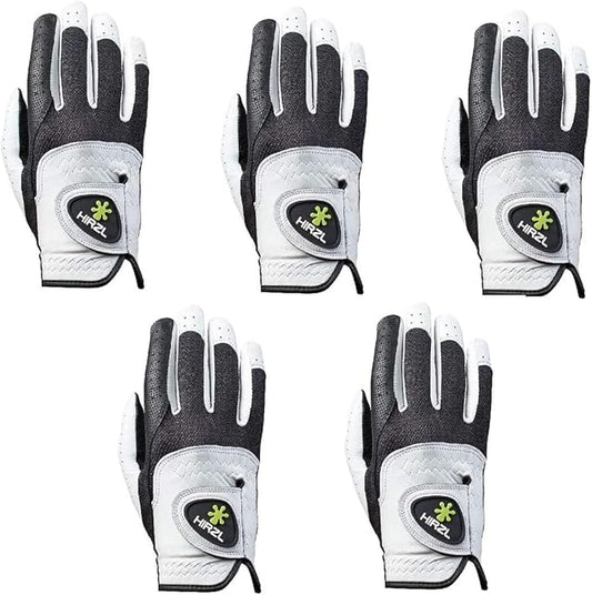 HIRZL Trust Control 2.0 Golf Gloves, All Weather Mens Golf Glove, White/Black, Kangaroo Leather Palm, Cabretta Leather Backhand, Trusted by Pro’s, Sweat Free, Ultimate Grip