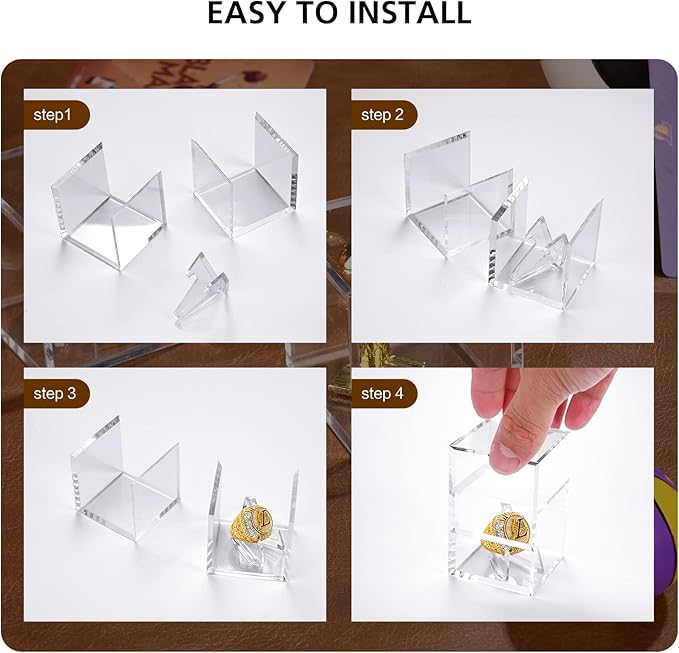Championship Ring Display Case,Acrylic Display Box and Holder for Super Bowl Rings, Championship Rings, and Baseball Rings,for Collectors and Enthusiasts,6pcs