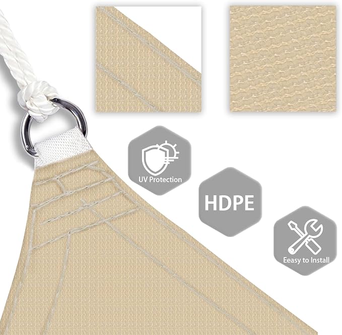 Patio Paradise 6' x 6' x 6' Sun Shade Sail Triangle Canopy Shade Cloth Fabric - Image 3