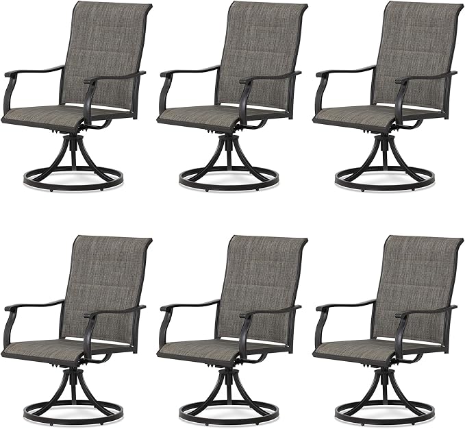 Outdoor 360-degree Swivel Dining Chairs Set of 6, Ergonomic Designed, Breathable by Aoodor