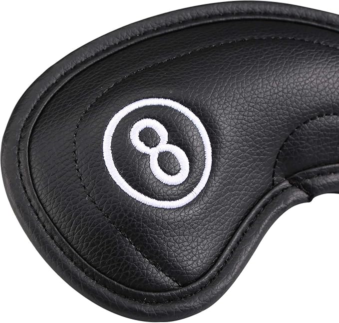 Golf Irons Club Head Covers, Golf 10pcs Set Thick PU Leather Waterproof Head Covers with Number Tag 3-9/A/P/S Fit Most Irons Club