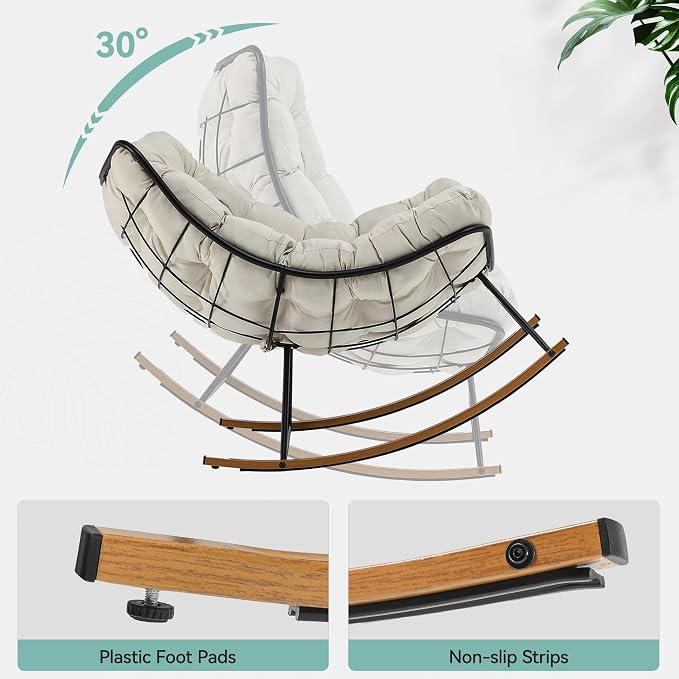 YITAHOME Oversized Rocking Papasan Chair, Wide Rocking Chair, Comfy Indoor and - Image 4
