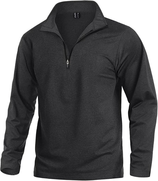 KEFITEVD Men's Quarter Zip Pullover Fleece Lined Long Sleeve Golf Shirt 1/4 Zip Sweatshirts Thermal Winter Sweaters