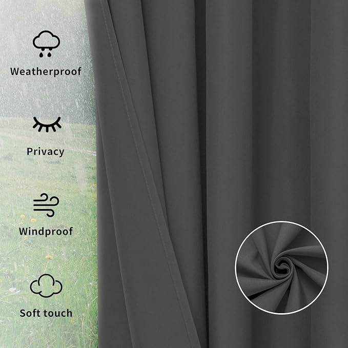 Easy-Going Outdoor Curtains for Patio 6 Panels, 54x84 inch, Weatherproof - Image 6