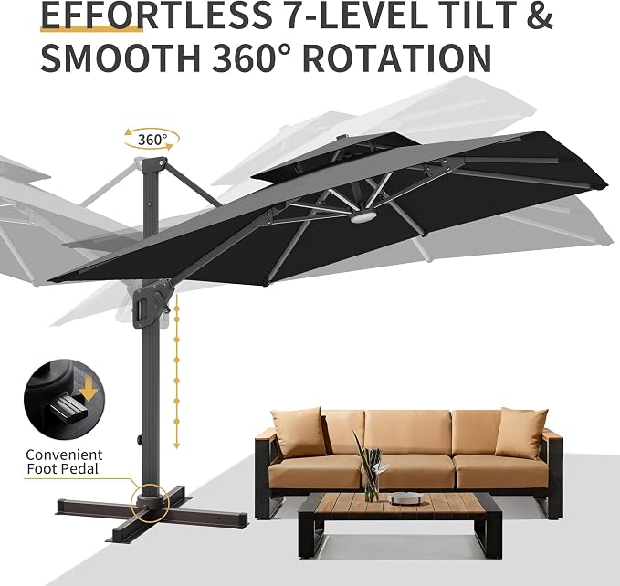 10 X 13 FT Cantilever Patio Outdoor Umbrella - Image 6