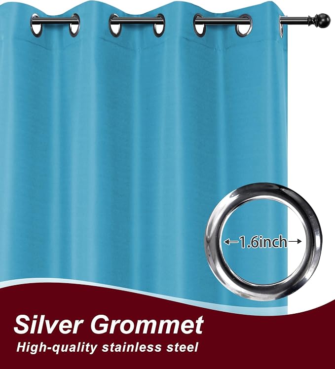 Grommet Outdoor Curtains for Patio Waterproof 8 Pcs 54x120 In Teal | - Image 2