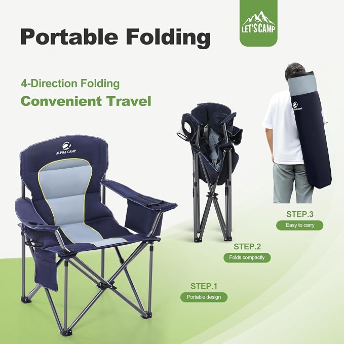 LET'S CAMP Oversized Folding Camping Chair Portable Outdoor Heavy Duty | - Image 9