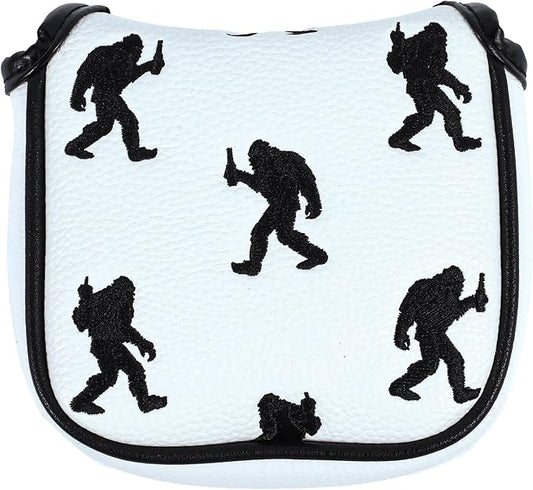 Golf Club Headcover, Premium Leather Embroidery Mallet Putter Cover Blade Head Covers, Stylish Golf Accessories, Great Golf Gifts for Men and Women Golfers
