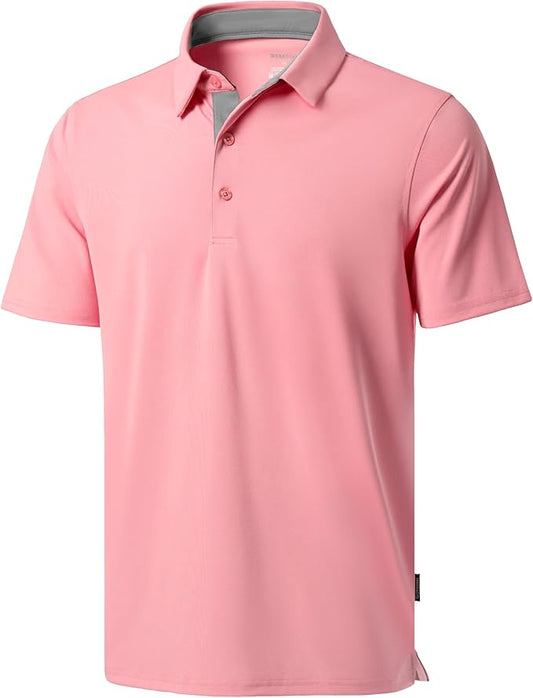 Men's Golf Shirts Dry Fit Moisture Wicking Performance Short Sleeve Collared Polo Shirts for Casual Athletic Business