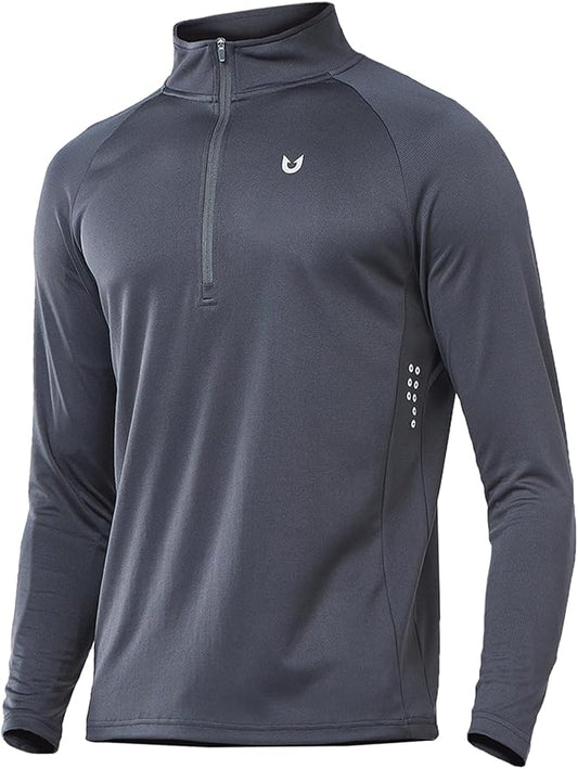 NORTHYARD Quarter Zip Pullover Men Running Shirt Long Sleeve Moisture Wicking Quick Dry Athletic Workout Shirts