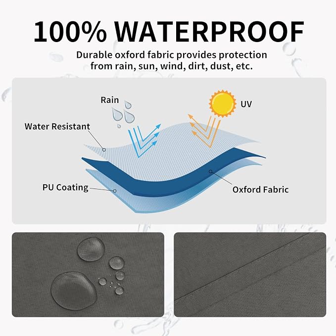 Easy-Going 100% Waterproof Outdoor Curtains 54x108 inch, Dark Grey | Windproof - Image 2