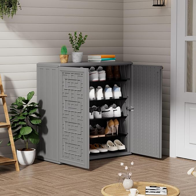 ZZM HDPE Outdoor Storage Shed, Outdoor Plastic Storage Cabinet, Horizontal - Image 5