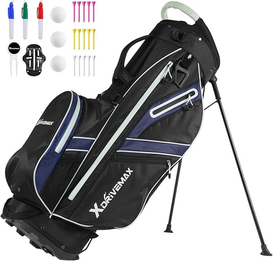 Golf Stand Bag, Lightweight Golf Bag with 8-Way Top Dividers, Golf Bag for Men & Women with Adjustable Dual Strap, Rain Cover, Cooler and Golf Accessory Kit
