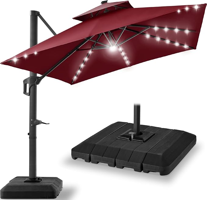 Best Choice Products 9x12ft LED Cantilever Patio Umbrella w/Base Included & by Unknown