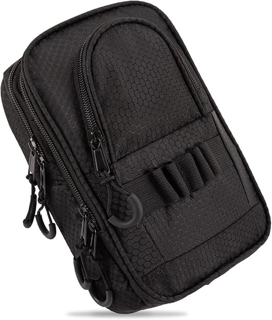 Golf Valuables Pouch & Golfs ball bag organizer with 3 Zippered Pockets,Golf Accessories for Men,Portable Multi Layer Golfs Storage Bags,Carabiner Clip – Store 12-15 Balls,Male and Female Player Gifts