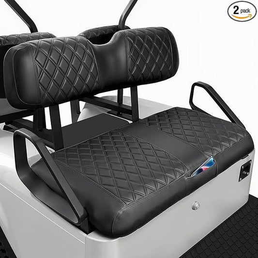 EZGO Seat Covers, Golf Cart Seat Covers for EZGO TXT 1994-2013 and EZGO RXV OEM Ordinary Seat Thick Marine Leather Custom Diamond Comfortable/Anti-Scratch/Anti-Fading/Easy to Install