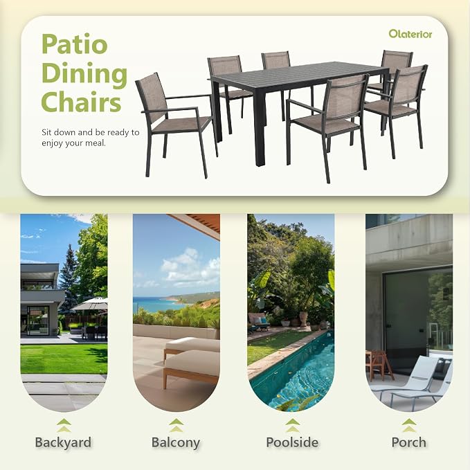 Patio Dining Chairs, All-Weather Textilene Outdoor Dining Chair Set of 4 - Image 7