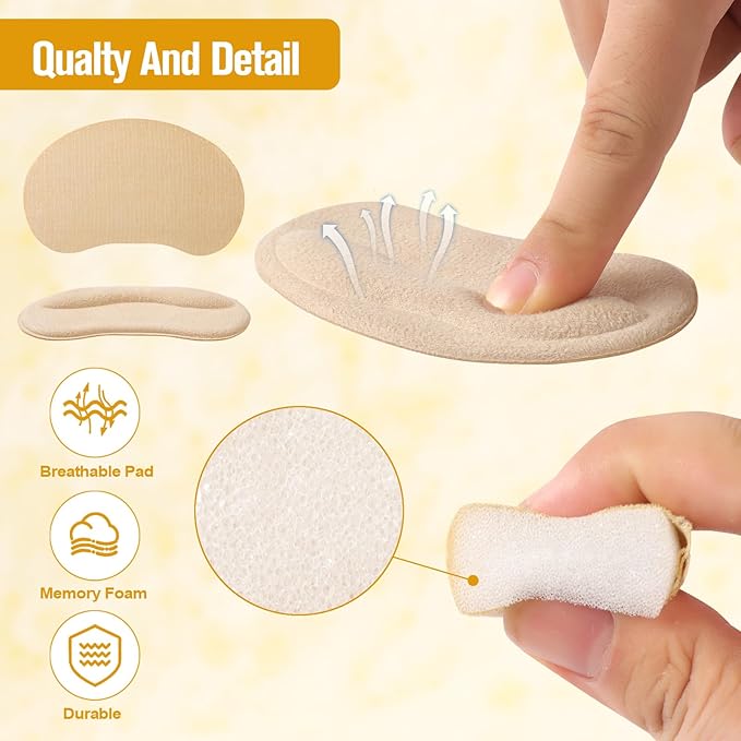 8 Pcs Shoe Fillers & Heel Pads for Loose or Too Big Shoes – Toe Cushions & Heel Grips for Women and Men, Comfort Insoles for Heels, Sneakers, Boots – Pain Relief & Better Fit(Black + Beige)