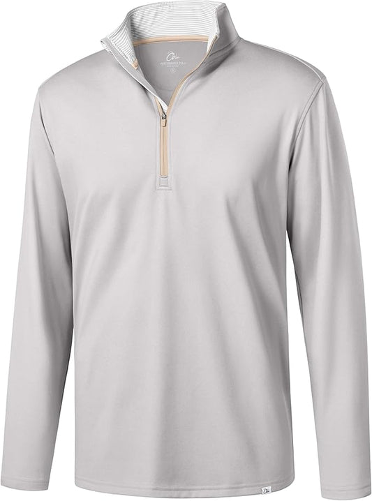 Obla Golf Quarter Zip Pullover Men Fleece Mock Neck Sweatshirt Winter Warm 1/4 Zip Long Sleeve Golf Shirt
