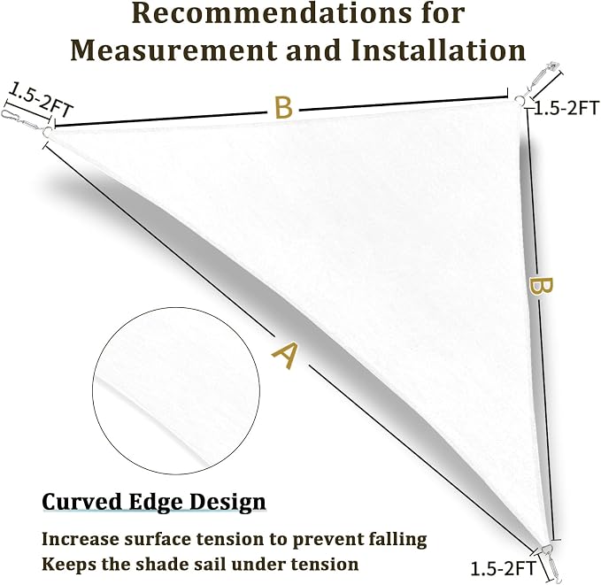 Shade&Beyond Custom Sun Shade Sail 15'x17'x22.7' Triangle Sun Sail Shades Patio - Image 5