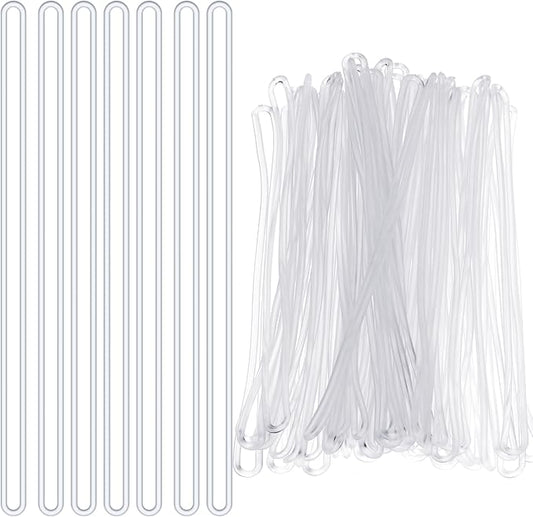 60-Piece Big Travel Luggage Name Tag Worm Loops, Clear Plastic Luggage Tag Loops Straps, 6.7 inch Transparent Luggage Tag Holder for Name Tags, ID Cards & Bag Accessories