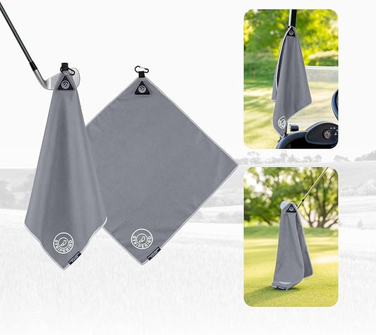 Stripebird - Magnetic Golf Towel (Gray) - Microfiber Golf Towel with Built-in Ultra-Strong Neodymium Magnetic Towel - 18" x 18" Golf Bag Towel