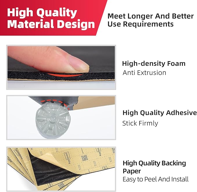 Sound Deadening Mat 157mil(4 mm) 18sqft - Closed Cell Foam Car Sound Deadening Material - Self-Adhesive Hood Insulation Heat Shield Auto Sound Dampening