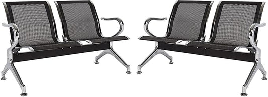 Kinfant Waiting Room Chairs - Reception Guest Bench for Airport Hospital Bank Salon Barber (Black)