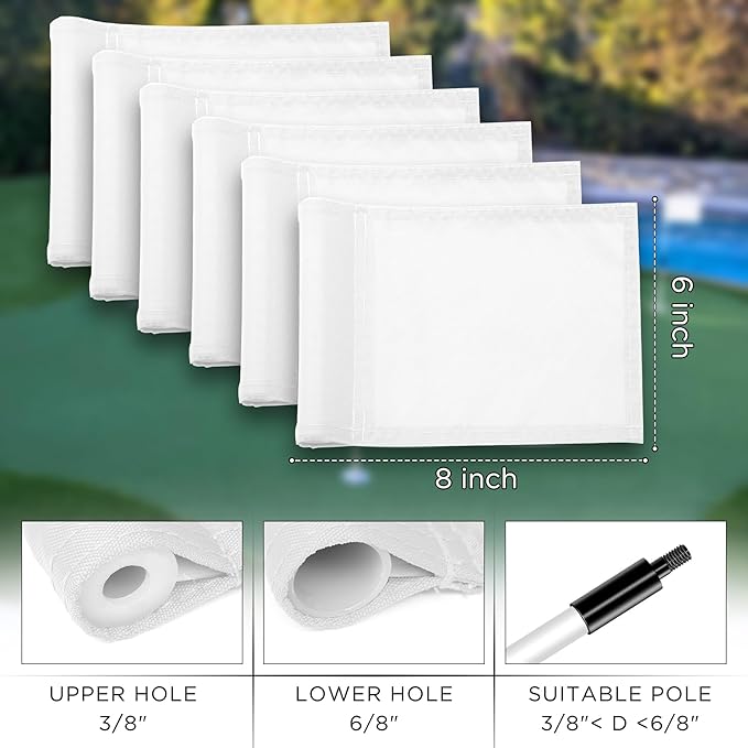 KINGTOP Solid Golf Flag All 8x6 Inch - 420D Nylon, Tube Inserted - Mini Putting Green Flags for Backyard Practice