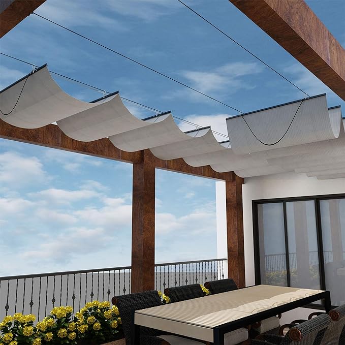 Windscreen4less 7' x 6' Retractable Sun Shade Canopy Cover Sliding Wave Shade by Windscreen4less