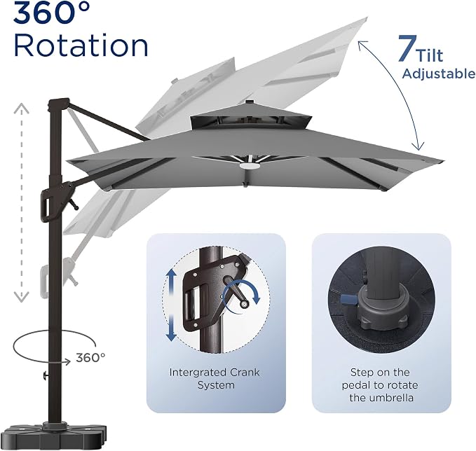 Deconk 10' X 13' Patio Cantilever Outdoor Umbrella - Image 7