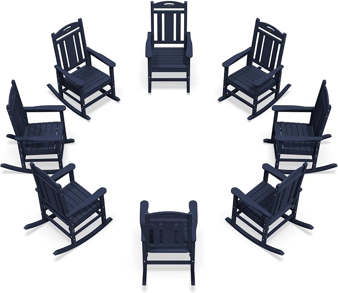 Oversized Outdoor Rocking Chairs Set of 8, 380lbs Heavy-Duty Large Patio Rocker by CIOKEA